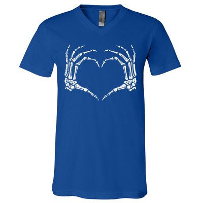 Skeleton Hands Heart Sign Retro Halloween Costume V-Neck T-Shirt