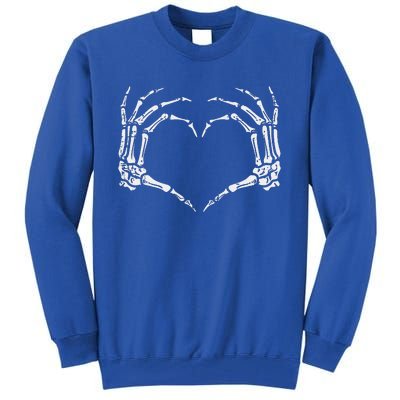 Skeleton Hands Heart Sign Retro Halloween Costume Tall Sweatshirt