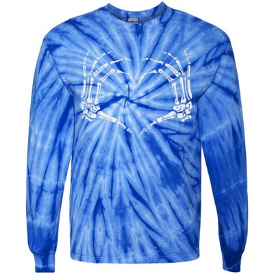 Skeleton Hands Heart Sign Retro Halloween Costume Tie-Dye Long Sleeve Shirt