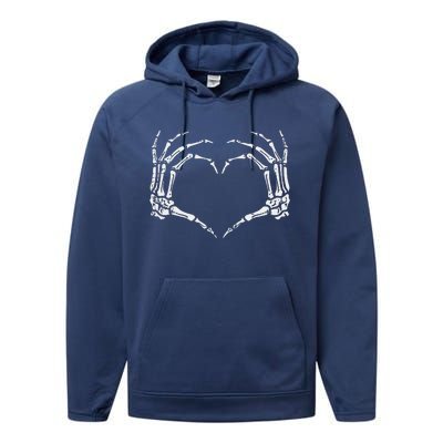 Skeleton Hands Heart Sign Retro Halloween Costume Performance Fleece Hoodie