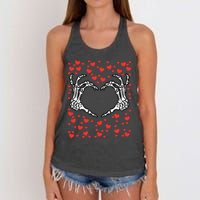 Skeleton Hand Heart Valentines Day Funny Bones Love Women's Knotted Racerback Tank