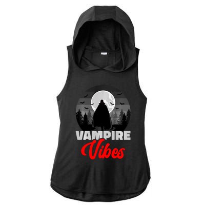 Spooky Happy Halloween Horror Creepy Halloween Costume Vampire Vibes Ladies PosiCharge Tri-Blend Wicking Draft Hoodie Tank