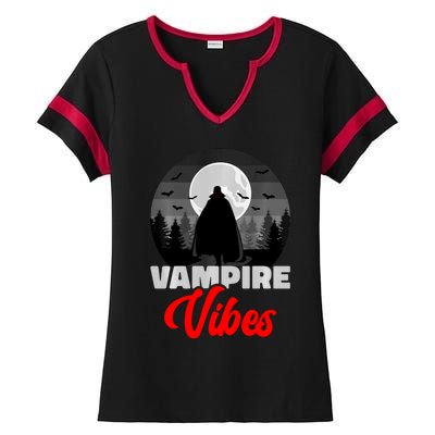 Spooky Happy Halloween Horror Creepy Halloween Costume Vampire Vibes Ladies Halftime Notch Neck Tee