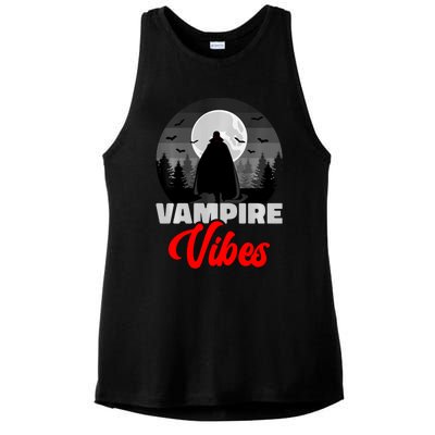 Spooky Happy Halloween Horror Creepy Halloween Costume Vampire Vibes Ladies PosiCharge Tri-Blend Wicking Tank