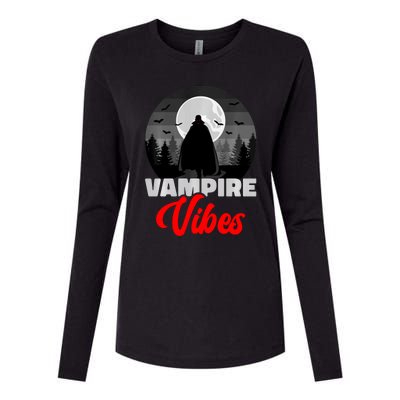 Spooky Happy Halloween Horror Creepy Halloween Costume Vampire Vibes Womens Cotton Relaxed Long Sleeve T-Shirt