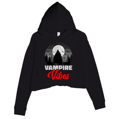 Spooky Happy Halloween Horror Creepy Halloween Costume Vampire Vibes Crop Fleece Hoodie