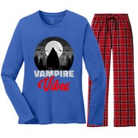 Spooky Happy Halloween Horror Creepy Halloween Costume Vampire Vibes Women's Long Sleeve Flannel Pajama Set 