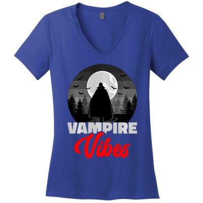 Spooky Happy Halloween Horror Creepy Halloween Costume Vampire Vibes Women's V-Neck T-Shirt