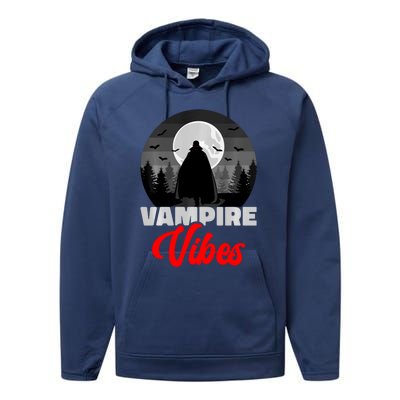 Spooky Happy Halloween Horror Creepy Halloween Costume Vampire Vibes Performance Fleece Hoodie