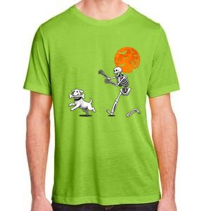 Spooky Humor Halloween Skeleton Chasing Dog Adult ChromaSoft Performance T-Shirt