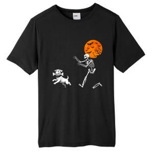 Spooky Humor Halloween Skeleton Chasing Dog Tall Fusion ChromaSoft Performance T-Shirt