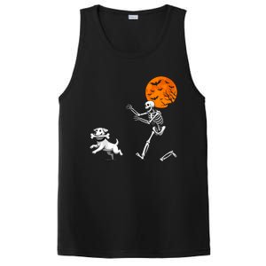 Spooky Humor Halloween Skeleton Chasing Dog PosiCharge Competitor Tank