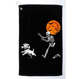 Spooky Humor Halloween Skeleton Chasing Dog Platinum Collection Golf Towel