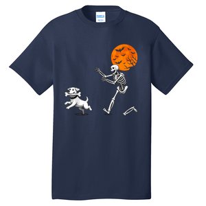 Spooky Humor Halloween Skeleton Chasing Dog Tall T-Shirt