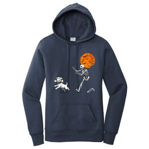 Spooky Humor Halloween Skeleton Chasing Dog Women's Pullover Hoodie