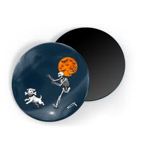 Spooky Humor Halloween Skeleton Chasing Dog Magnet