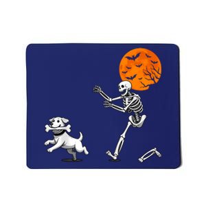 Spooky Humor Halloween Skeleton Chasing Dog Mousepad