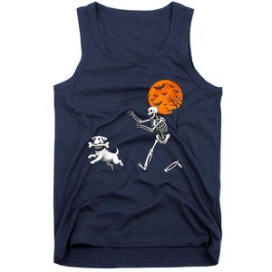 Spooky Humor Halloween Skeleton Chasing Dog Tank Top