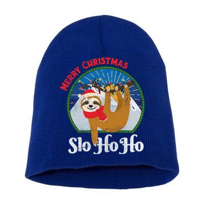 Slo Ho Ho Merry Christmas Sloth Christmas Team Funny Gift Short Acrylic Beanie