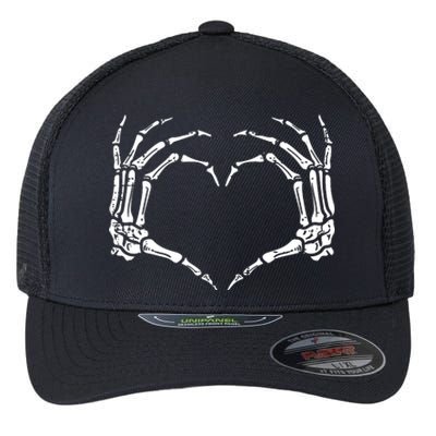 Skeleton Hands Heart Sign Retro Halloween Costume Women Girl Flexfit Unipanel Trucker Cap