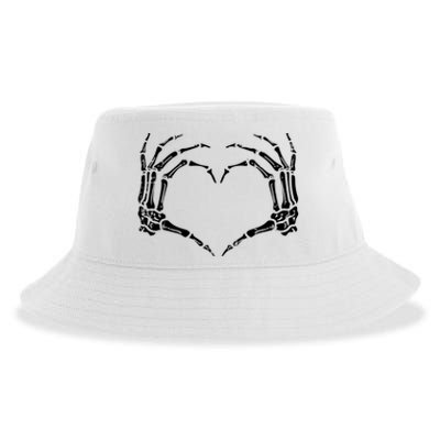 Skeleton Hands Heart Sign Retro Halloween Costume Women Girl Sustainable Bucket Hat