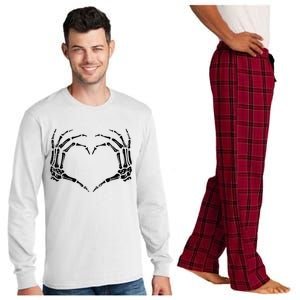 Skeleton Hands Heart Sign Retro Halloween Costume Women Girl Long Sleeve Pajama Set