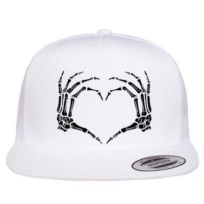 Skeleton Hands Heart Sign Retro Halloween Costume Women Girl Flat Bill Trucker Hat