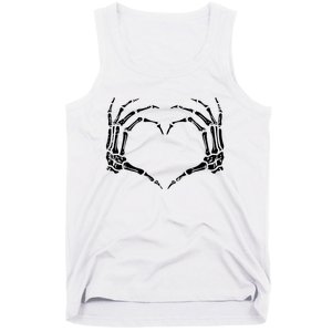 Skeleton Hands Heart Sign Retro Halloween Costume Women Girl Tank Top