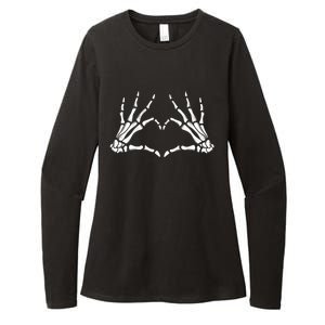 Spooky Halloween Holiday Trick Or Treat Skeleton Hand Heart Gift Womens CVC Long Sleeve Shirt