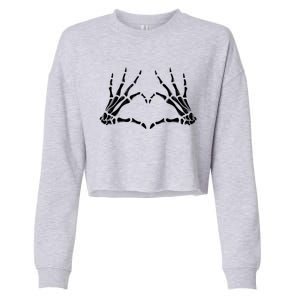 Spooky Halloween Holiday Trick Or Treat Skeleton Hand Heart Gift Cropped Pullover Crew