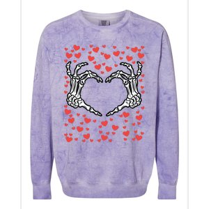 Skeleton Hand Heart Valentines Day Funny Bones Love Colorblast Crewneck Sweatshirt