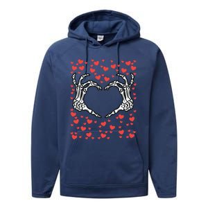 Skeleton Hand Heart Valentines Day Funny Bones Love Performance Fleece Hoodie