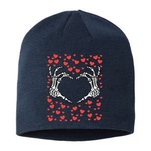 Skeleton Hand Heart Valentines Day Funny Bones Love Sustainable Beanie