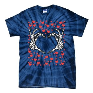 Skeleton Hand Heart Valentines Day Funny Bones Love Tie-Dye T-Shirt