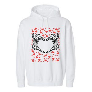 Skeleton Hand Heart Valentines Day Funny Bones Love Garment-Dyed Fleece Hoodie