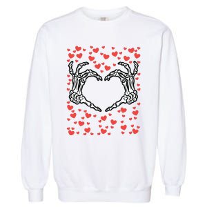 Skeleton Hand Heart Valentines Day Funny Bones Love Garment-Dyed Sweatshirt