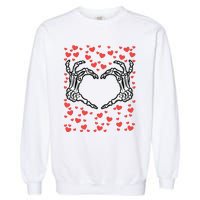 Skeleton Hand Heart Valentines Day Funny Bones Love Garment-Dyed Sweatshirt