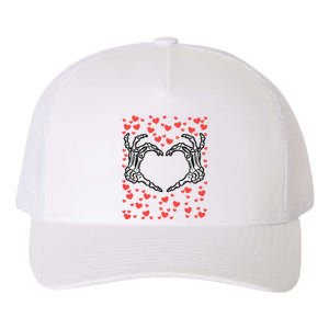 Skeleton Hand Heart Valentines Day Funny Bones Love Yupoong Adult 5-Panel Trucker Hat