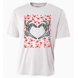 Skeleton Hand Heart Valentines Day Funny Bones Love Cooling Performance Crew T-Shirt