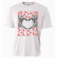 Skeleton Hand Heart Valentines Day Funny Bones Love Cooling Performance Crew T-Shirt