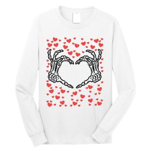 Skeleton Hand Heart Valentines Day Funny Bones Love Long Sleeve Shirt