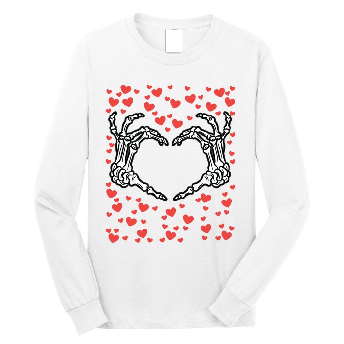 Skeleton Hand Heart Valentines Day Funny Bones Love Long Sleeve Shirt