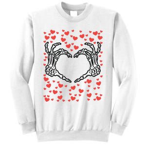 Skeleton Hand Heart Valentines Day Funny Bones Love Sweatshirt