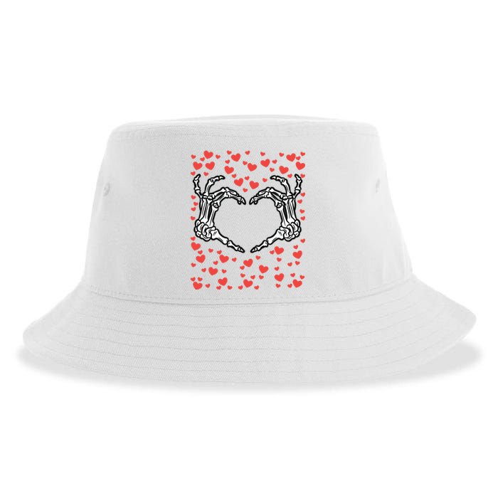 Skeleton Hand Heart Valentines Day Funny Bones Love Sustainable Bucket Hat