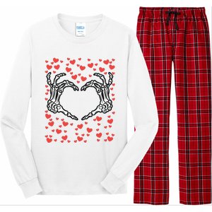 Skeleton Hand Heart Valentines Day Funny Bones Love Long Sleeve Pajama Set