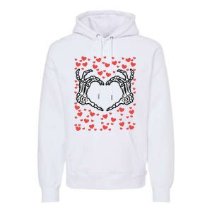 Skeleton Hand Heart Valentines Day Funny Bones Love Premium Hoodie