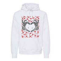 Skeleton Hand Heart Valentines Day Funny Bones Love Premium Hoodie