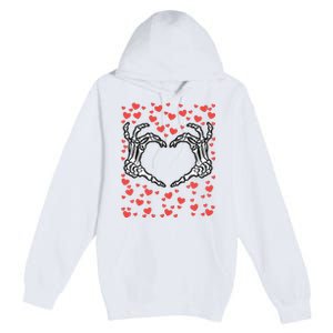 Skeleton Hand Heart Valentines Day Funny Bones Love Premium Pullover Hoodie