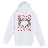 Skeleton Hand Heart Valentines Day Funny Bones Love Premium Pullover Hoodie