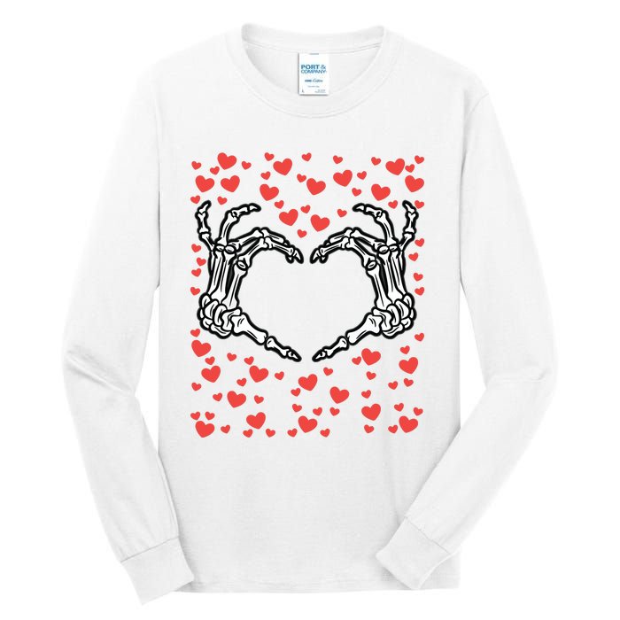 Skeleton Hand Heart Valentines Day Funny Bones Love Tall Long Sleeve T-Shirt